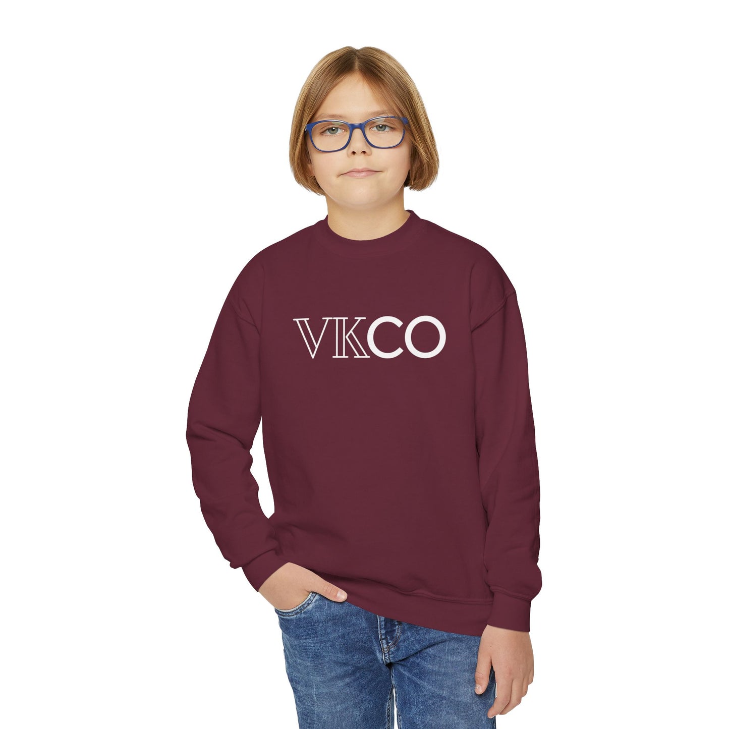 Youth Crewneck Sweatshirt — VKCO Logo Minimalist Kids Pullover