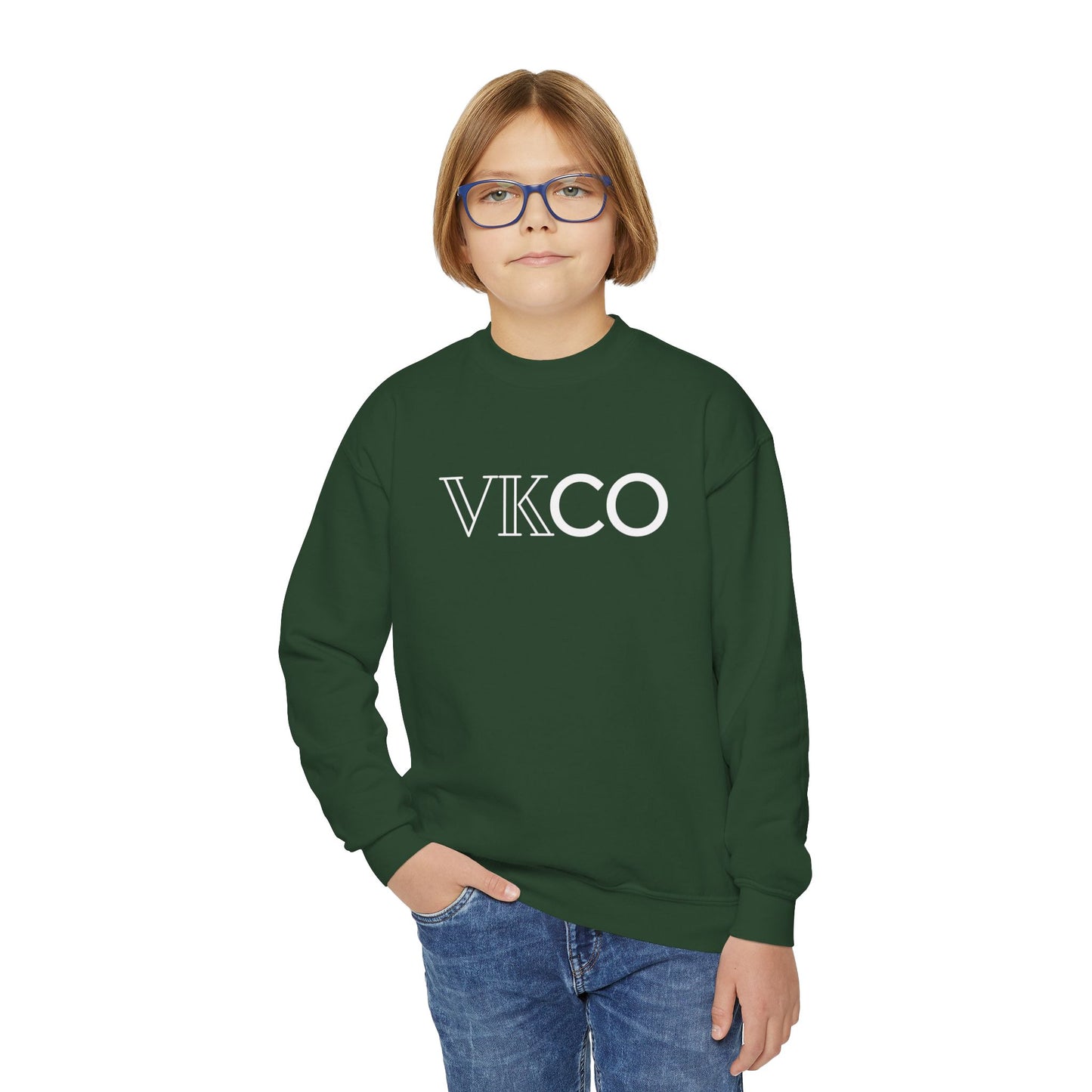 Youth Crewneck Sweatshirt — VKCO Logo Minimalist Kids Pullover
