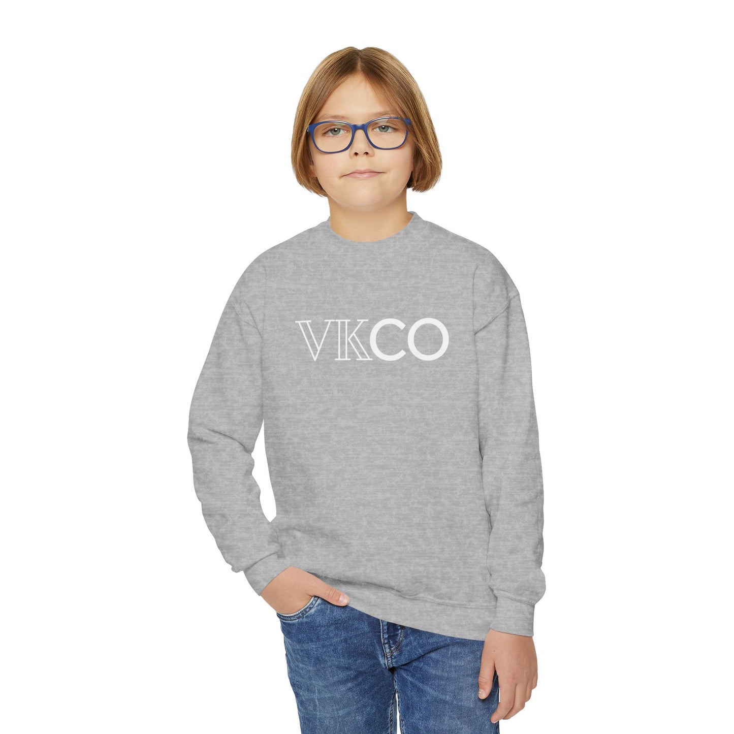 Youth Crewneck Sweatshirt — VKCO Logo Minimalist Kids Pullover