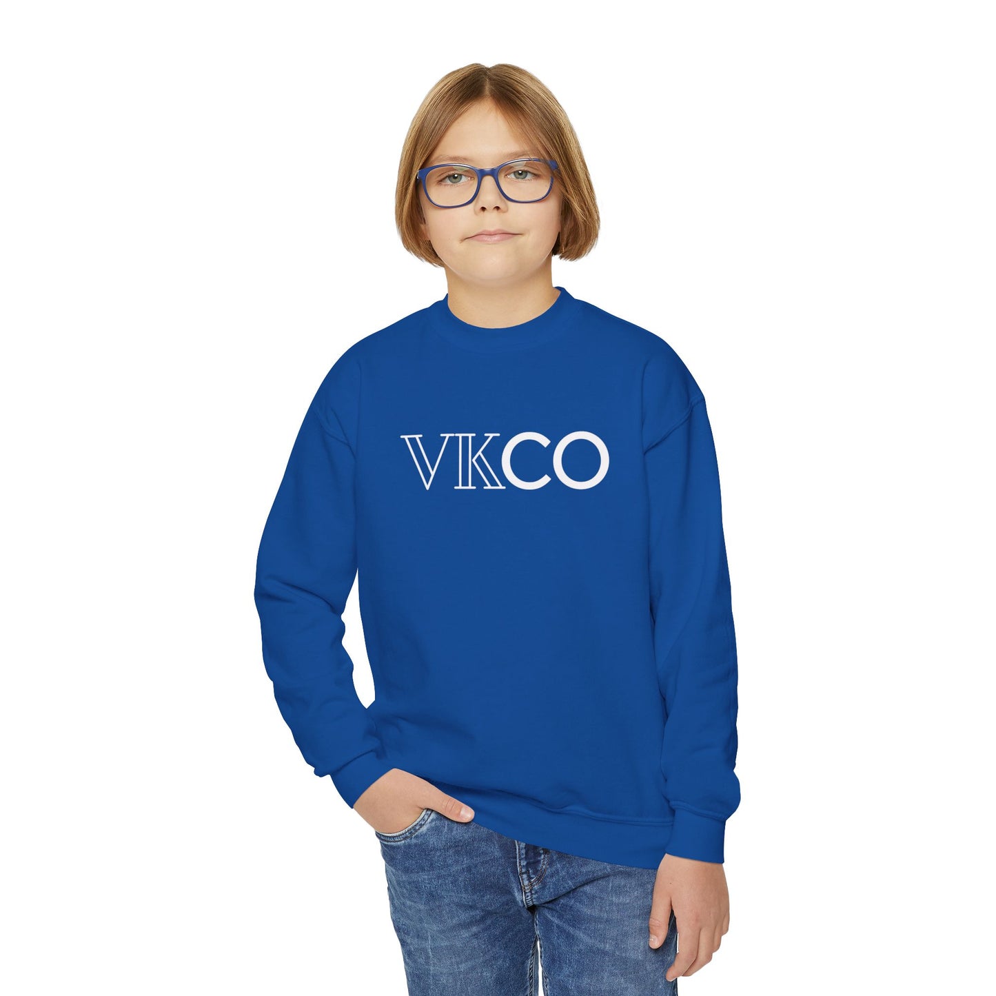 Youth Crewneck Sweatshirt — VKCO Logo Minimalist Kids Pullover